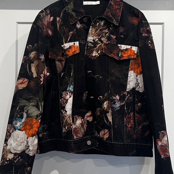 MNML Floral Jean Jacket - Black and Multicolor - Picture 1 of 3